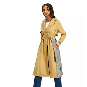 INC Mixed-media Trench Coat